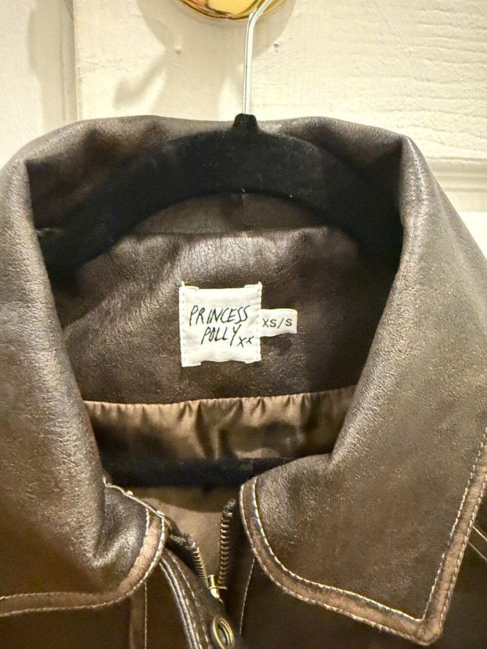 Princess Polly Brown Leather Jacket - Picture 5 of 6